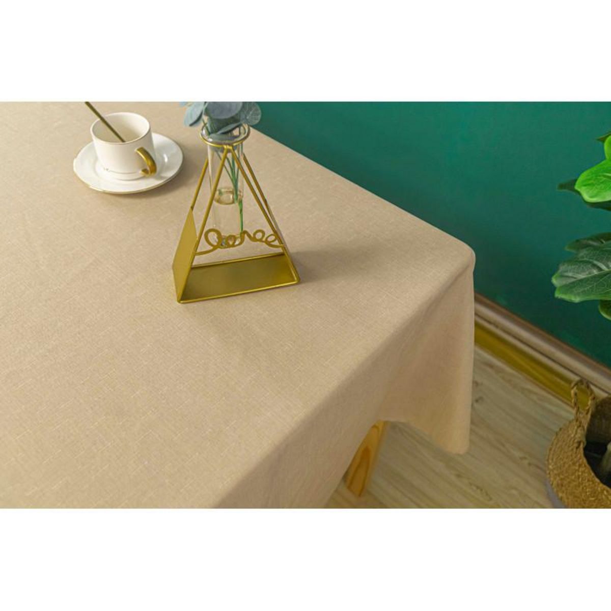 UNIVERS DECOR Nappe antitache unie Beige rectangulaire 145 x 240 cm