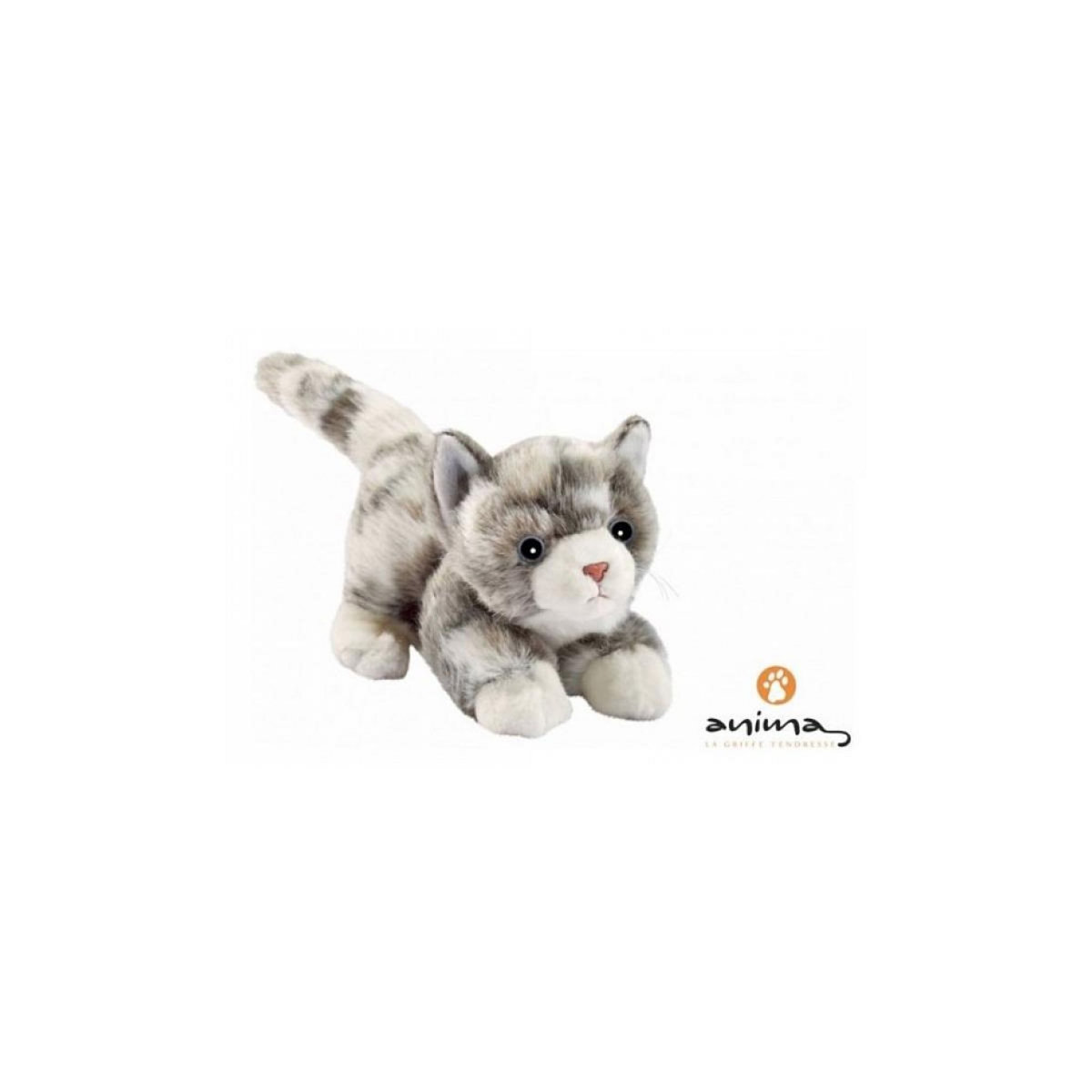 Anima Joli chaton joueur gris de 20 cm fait main - Peluche douce et câline