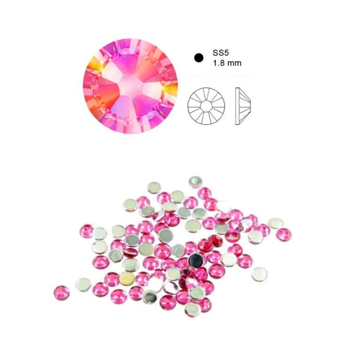 SC CRYSTAL 50 cristaux scintillants light rose à fond plat