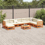 Voir la diapositive 3 : VIDAXL Salon de jardin 9 pcs avec coussins marron cire bois pin massif