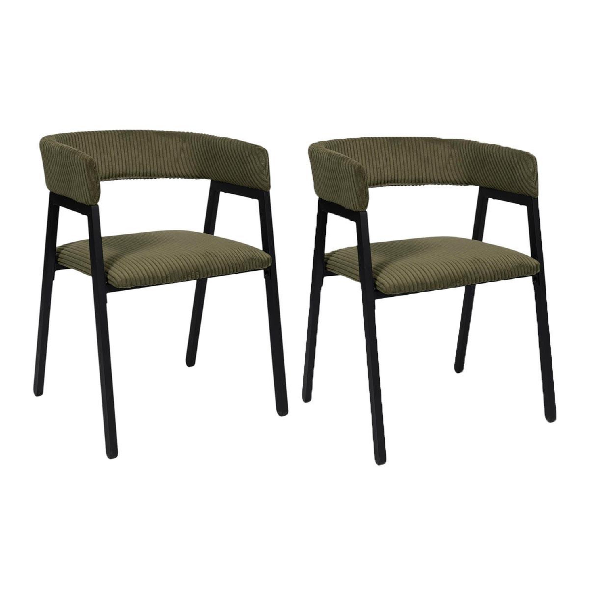 The Home Deco Factory Lot de 2 chaises design côtelé  scott  71cm vert