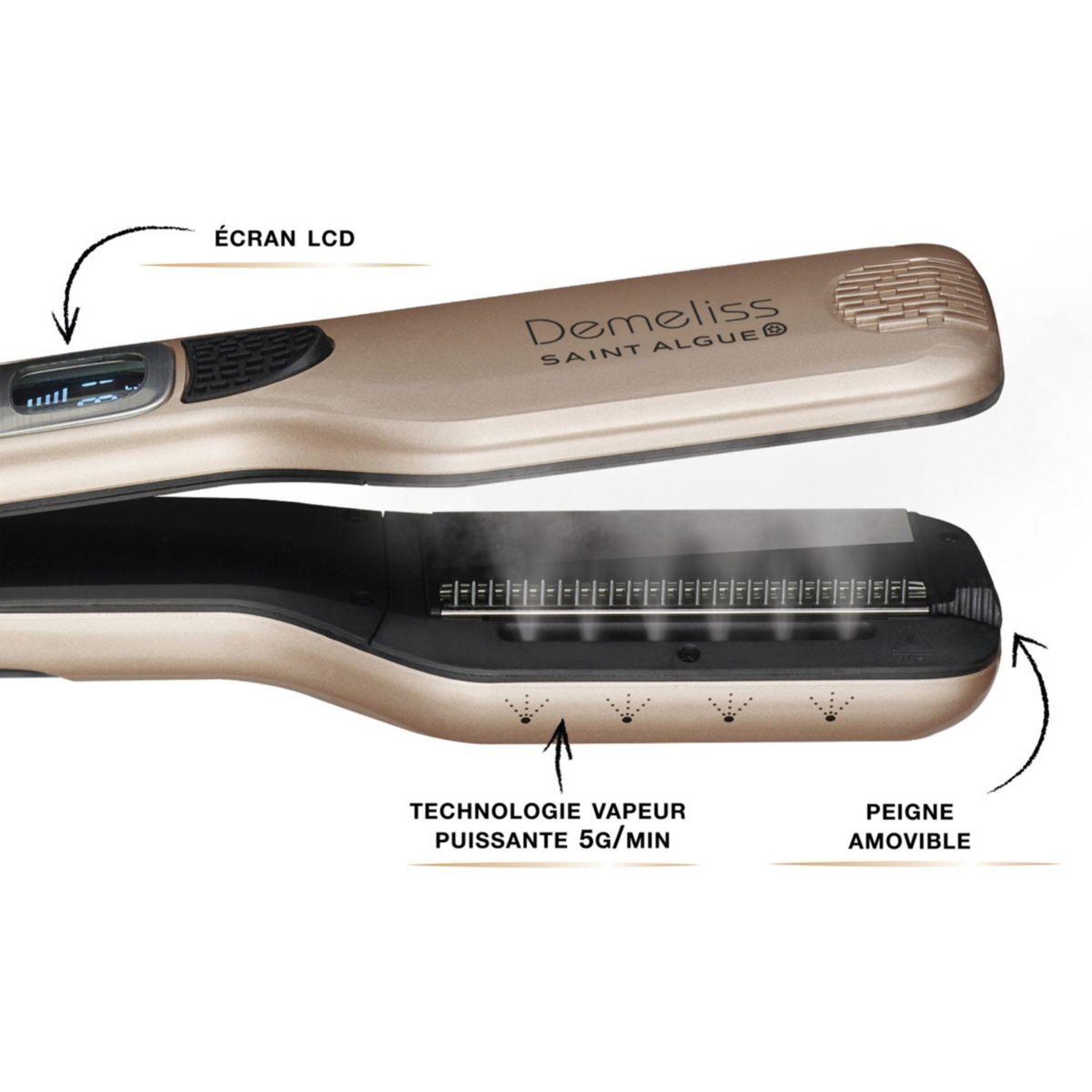 Voir la diapositive 2 : SAINT ALGUE Lisseur vapeur coffret demeliss titanium elixir ritual