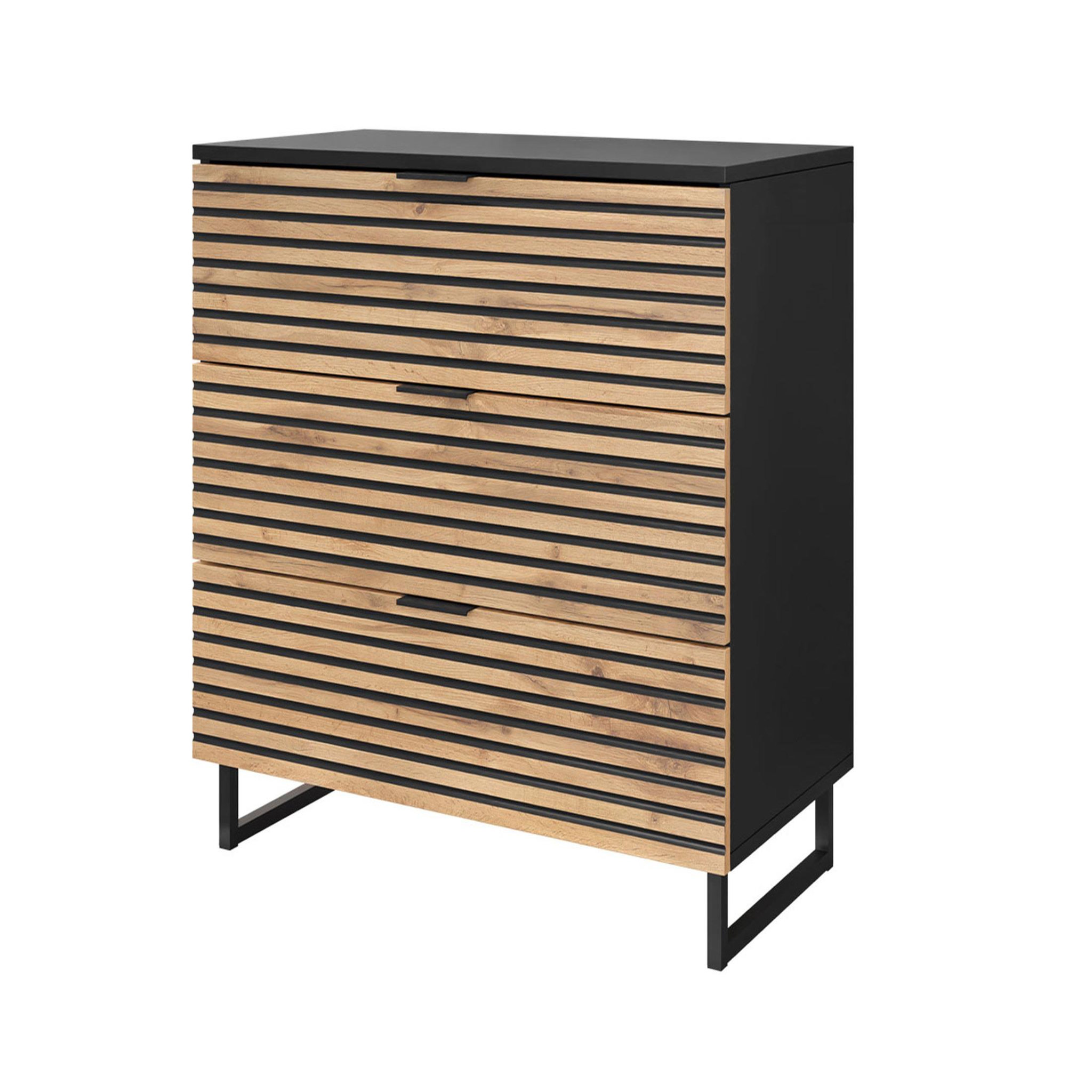 Voir la diapositive 1 : BEST MOBILIER Olympie - commode - effet bois et noir - 80 cm