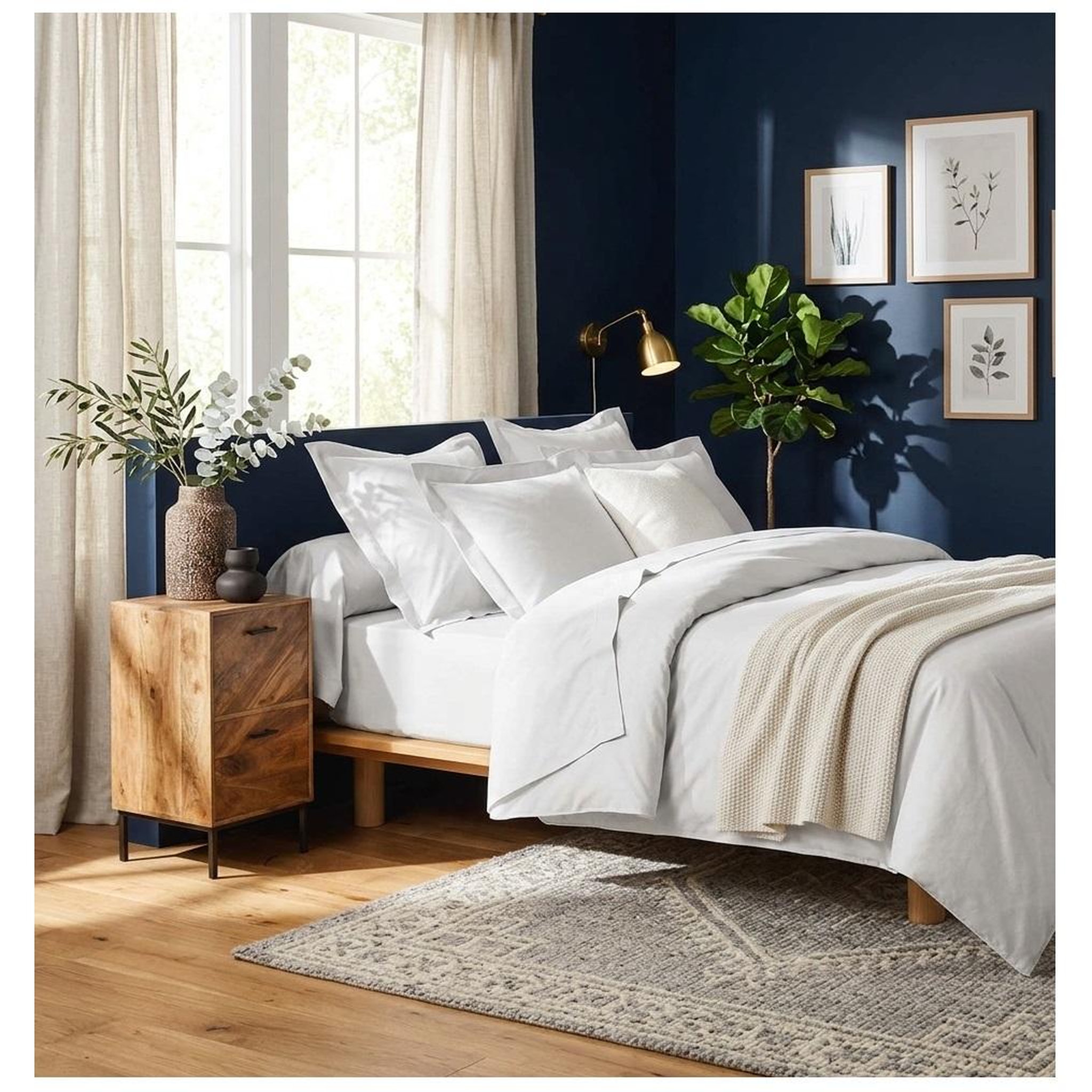 Voir la diapositive 2 : Eden Drap housse en coton line design et moderne