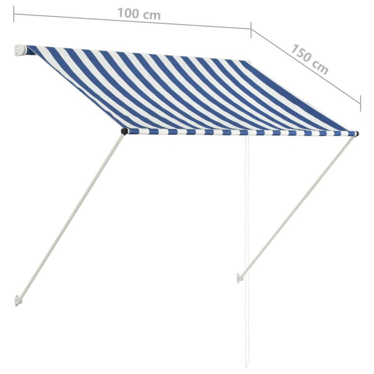 VIDAXL Auvent retractable 100x150 cm Bleu et blanc