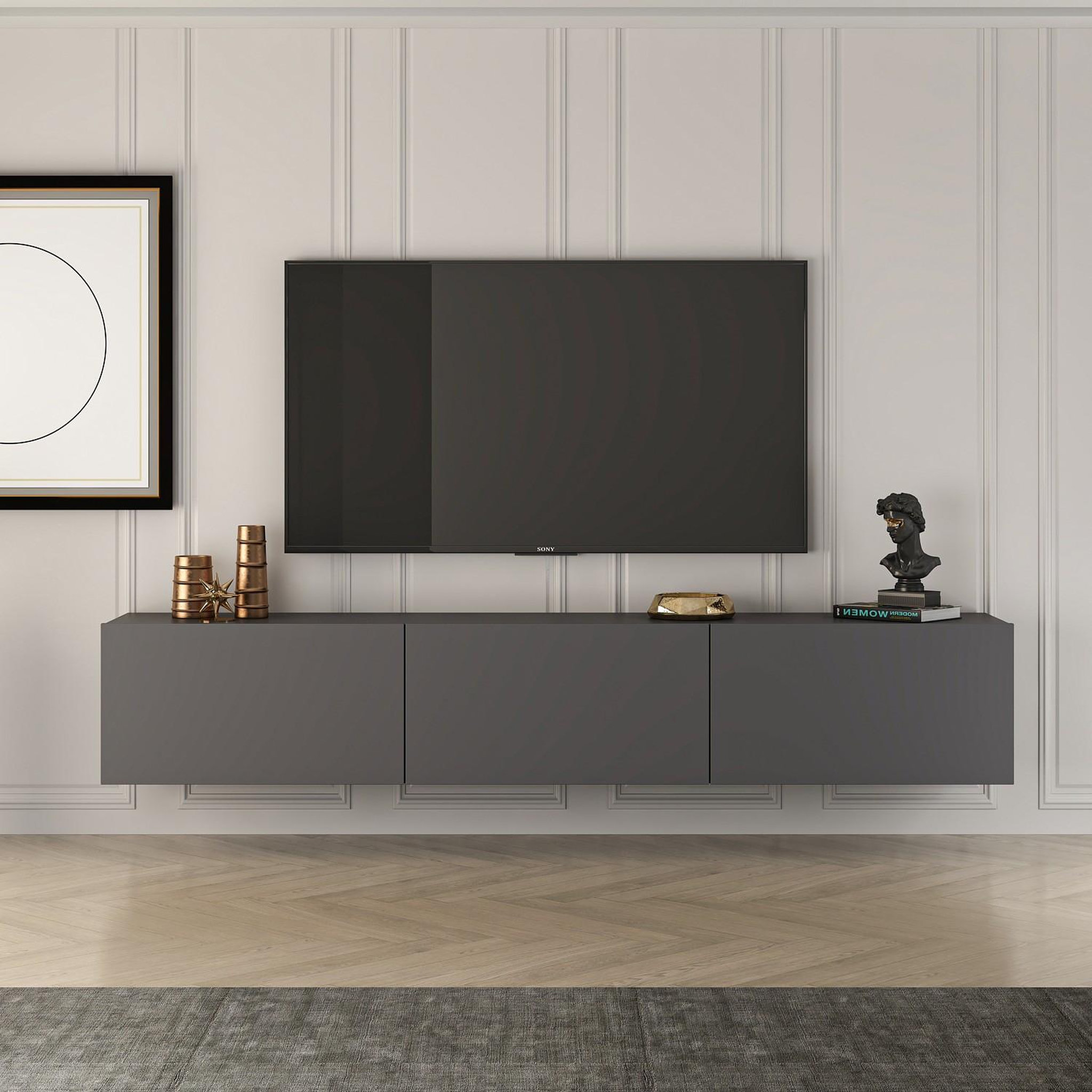 Voir la diapositive 2 : Habitat et Jardin Meuble tv en bois  west  150 x 32 x 30 cm - anthracite