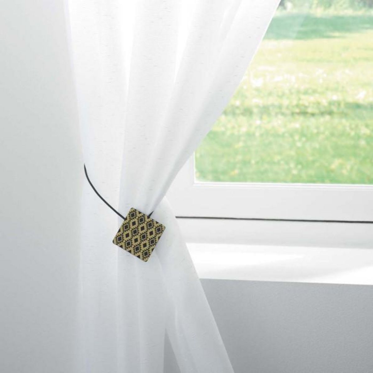 Paris Prix Embrasse de Rideau Aimantée  Arlequin  43cm Noir