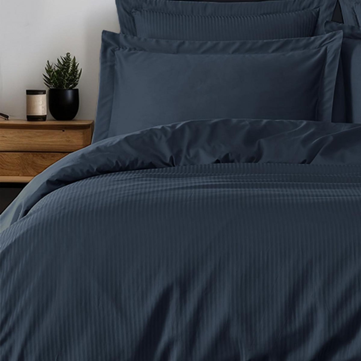 Sensei Maison Housse de couette rayée réversible satin de coton VERSALUXE