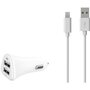 ESSENTIEL B Chargeur allume-cigare 2 USB 2.4A + Cable lightning Blanc