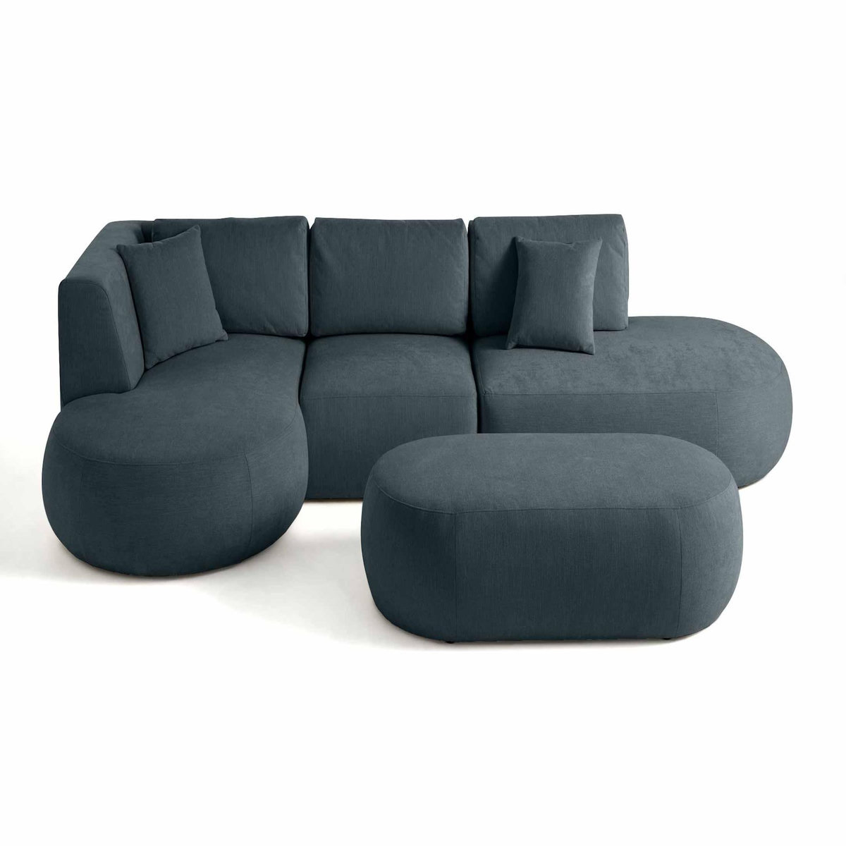 LISA DESIGN Santorini - canapé modulable d'angle gauche + pouf - 5 places - en tissu texturé