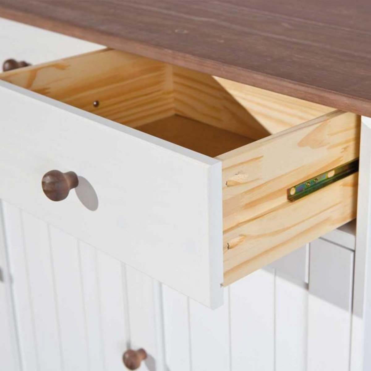 Paris Prix Buffet Bois 3 Portes  Takao  130cm Blanc & Naturel