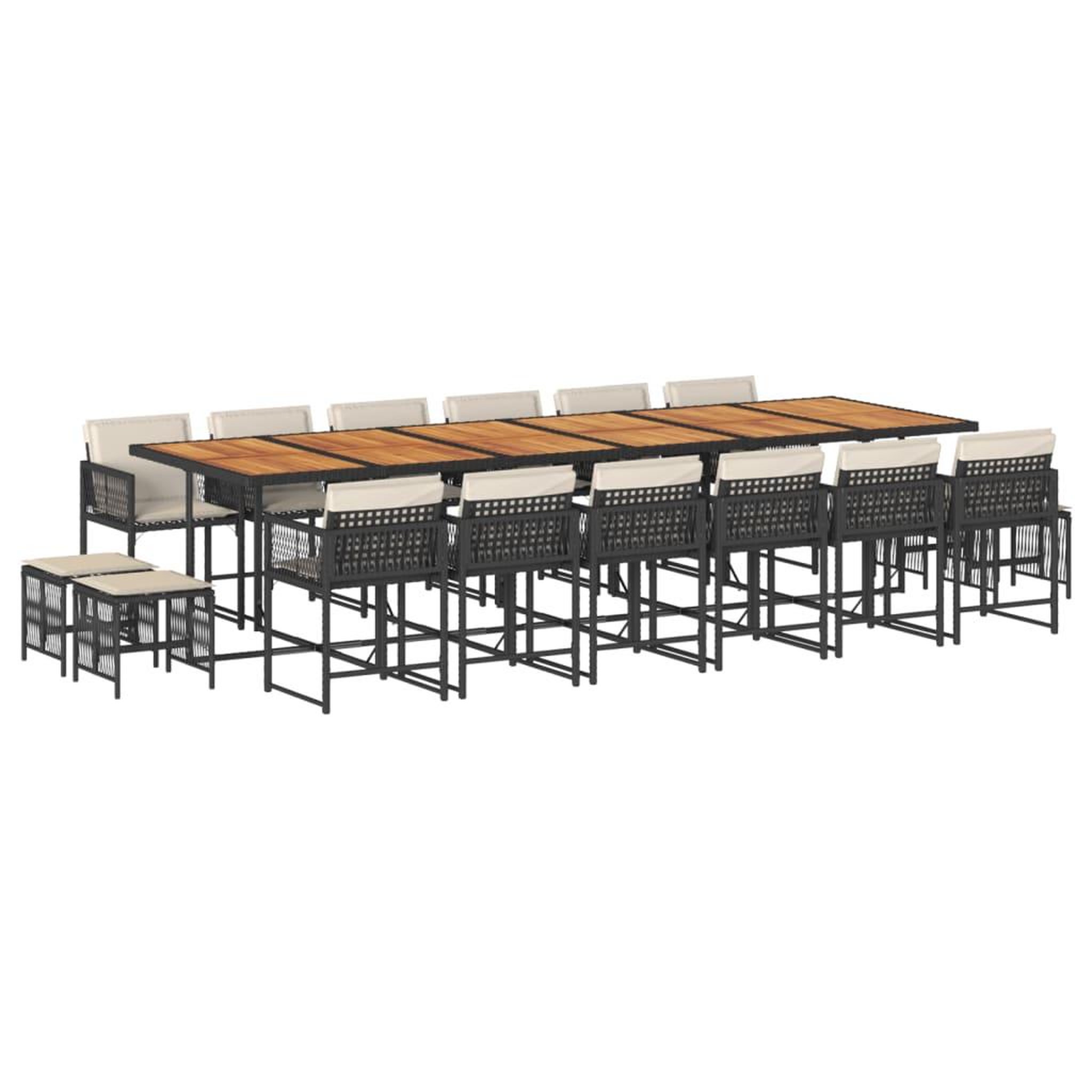 Voir la diapositive 2 : VIDAXL Ensemble a manger de jardin 17 pcs coussins noir resine tressee
