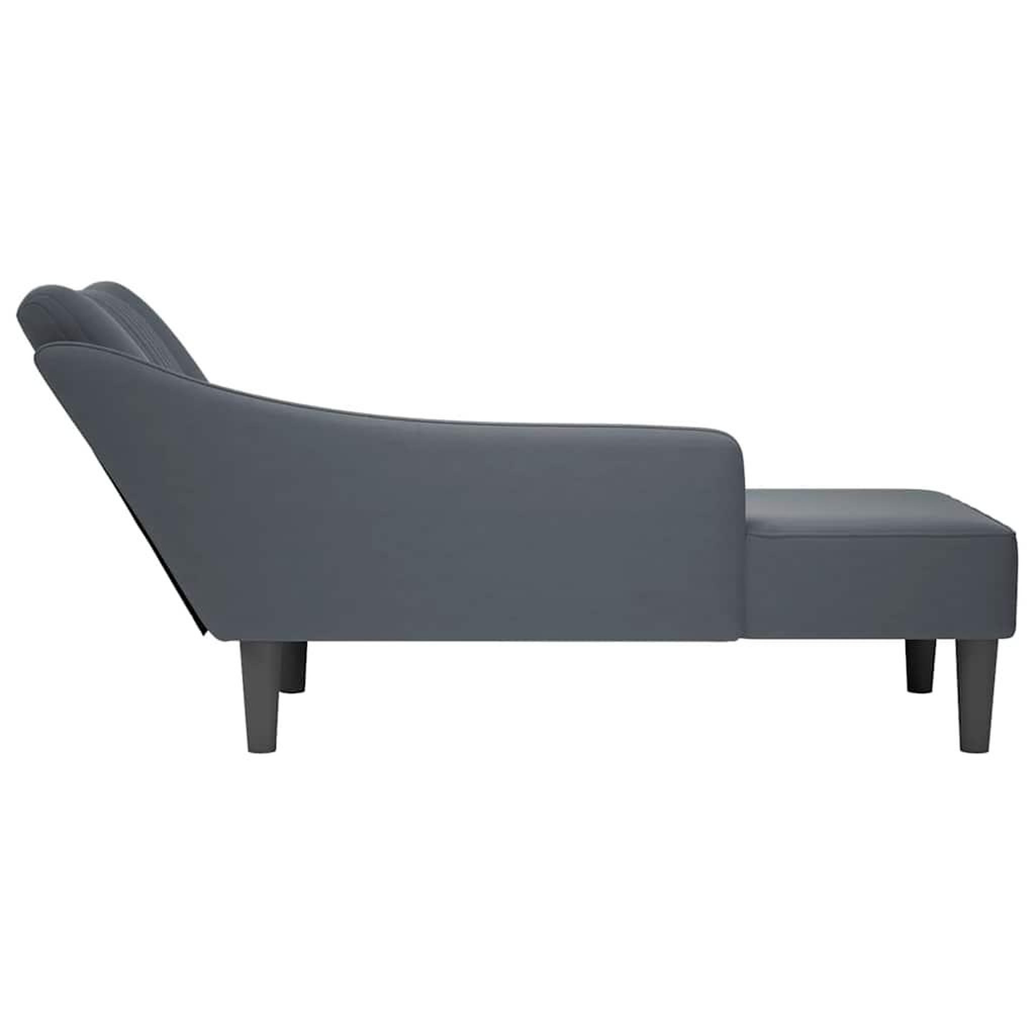 Voir la diapositive 5 : VIDAXL Fauteuil long avec accoudoir droit gris fonce velours