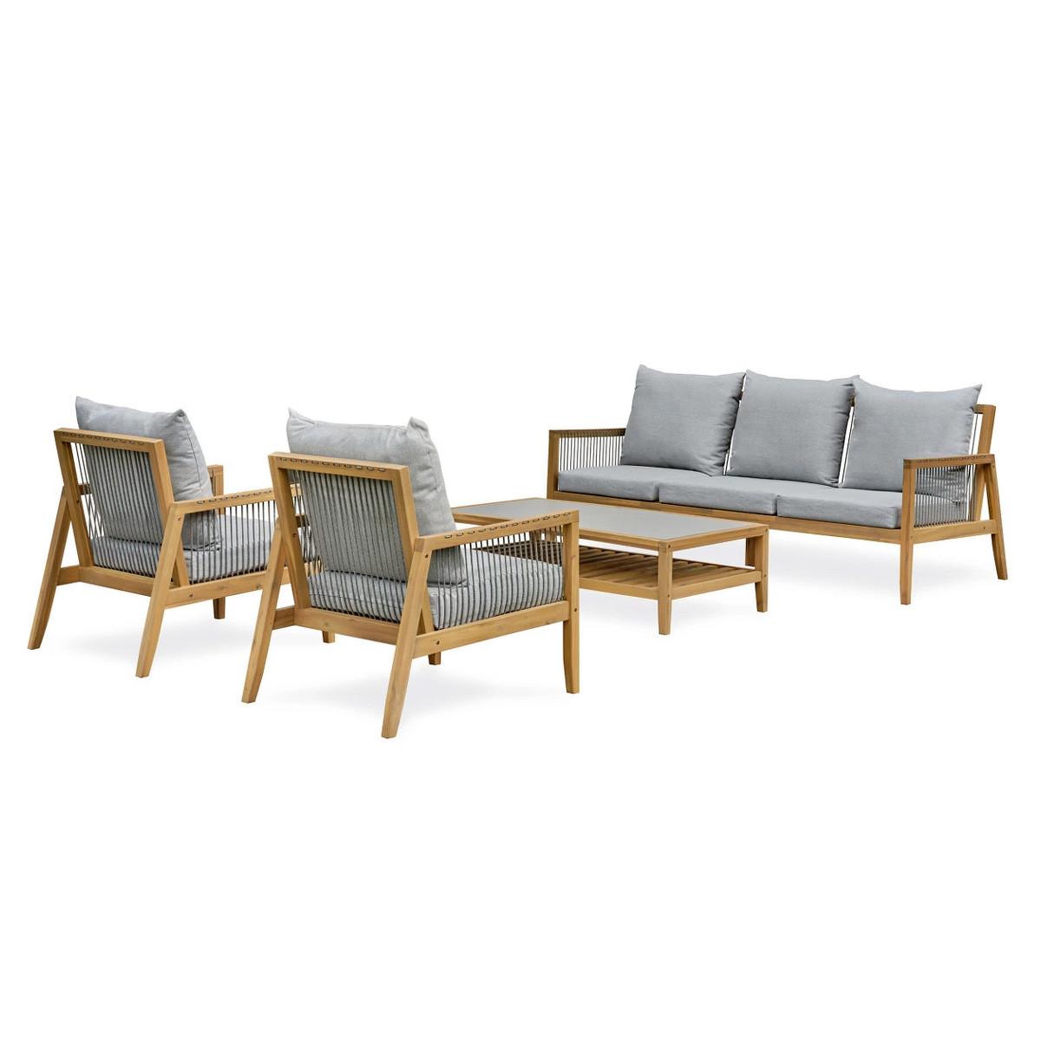 Paris Prix Salon de jardin 5 places en bois  funa  203cm naturel