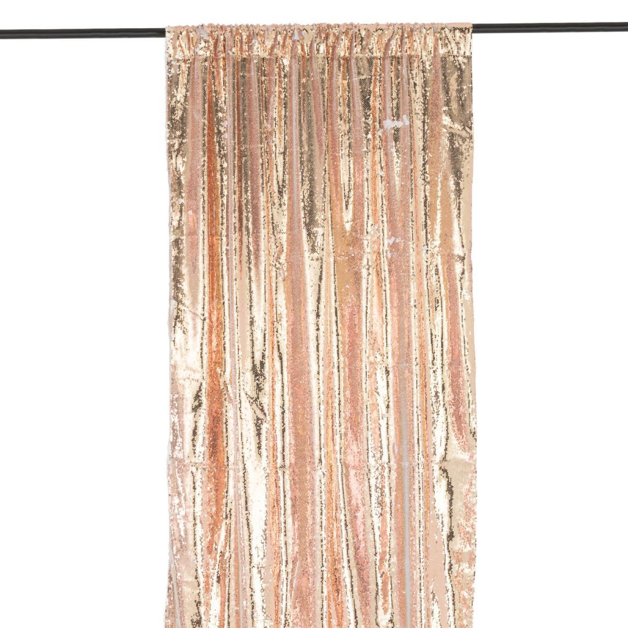 Voir la diapositive 2 : J-LINE Rideau à passants  sequin  125x250cm champagne & blanc