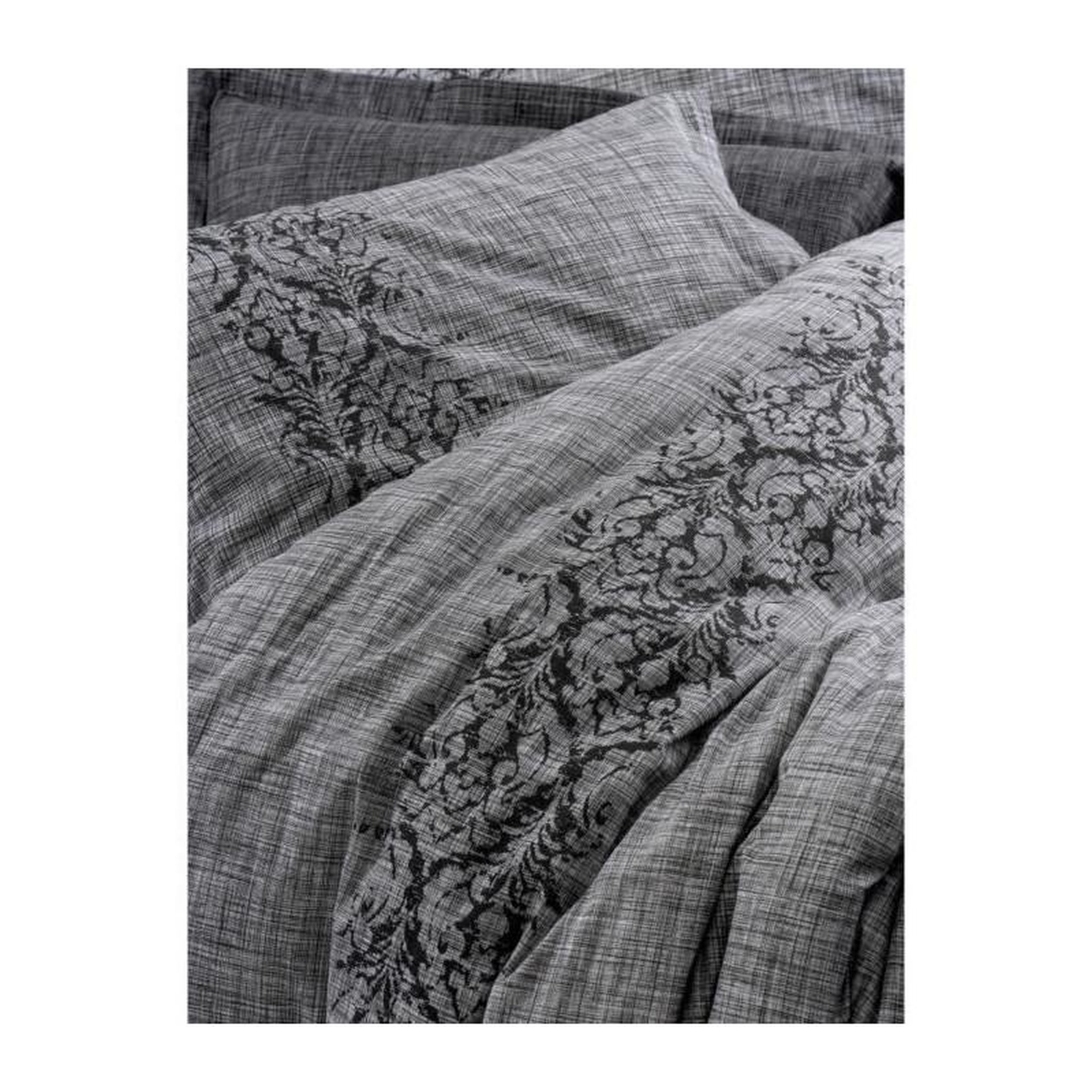 Voir la diapositive 2 : GENERIQUE Parure de lit - 129CTN64273 - 1 housse de couette 220 x 240 cm + 2 taies d'oreiller 60 x 60 cm - 100% coton ranforcé - Gris
