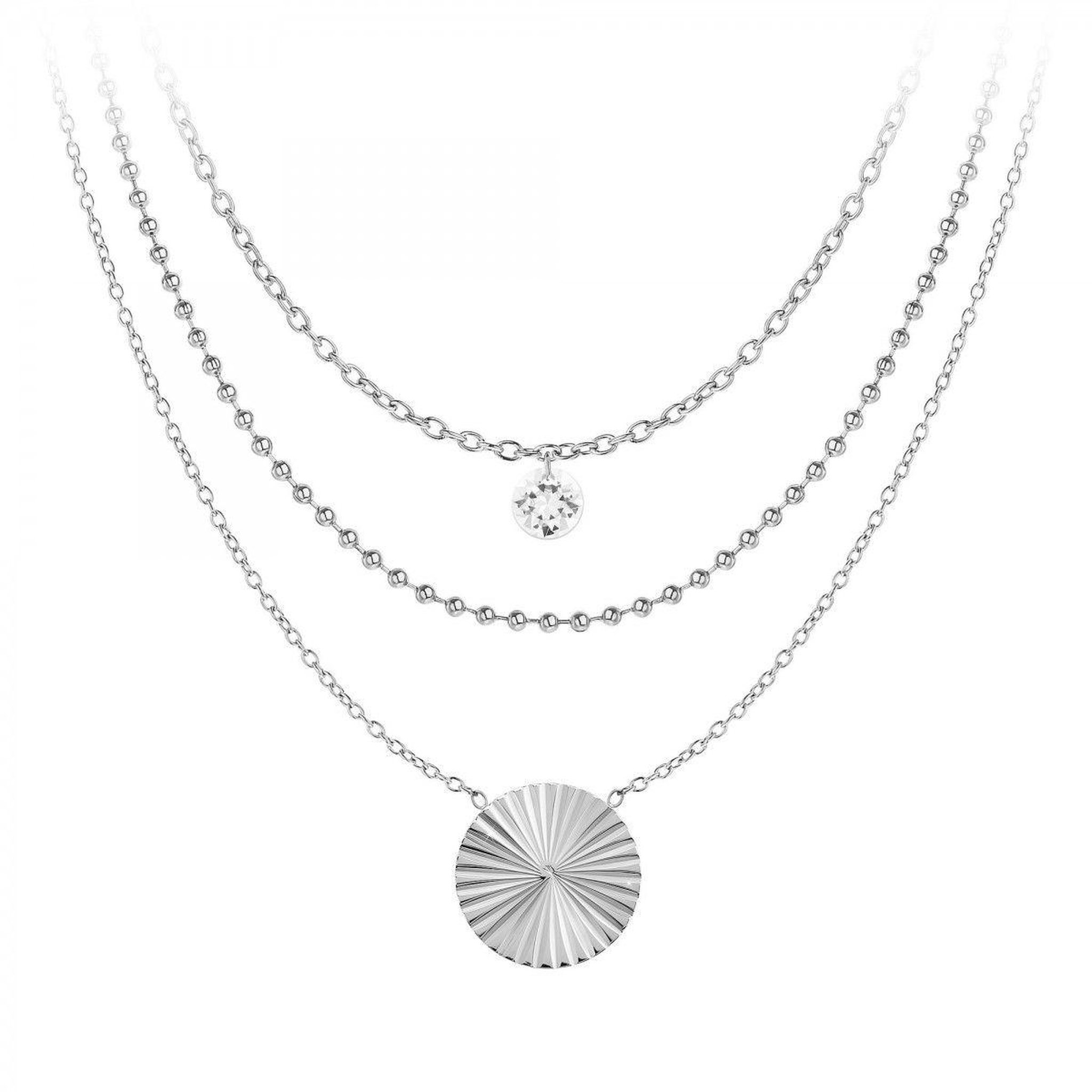 SC BOHEME Lot de 3 colliers SC Bohème en Acier Rhodié argenté orné de cristaux scintillants