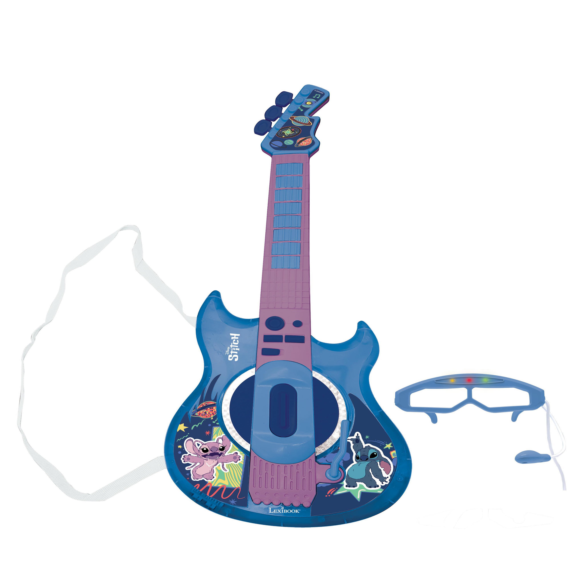 Lexibook Guitare Électronique Lumineuse avec lunettes et micro Stitch