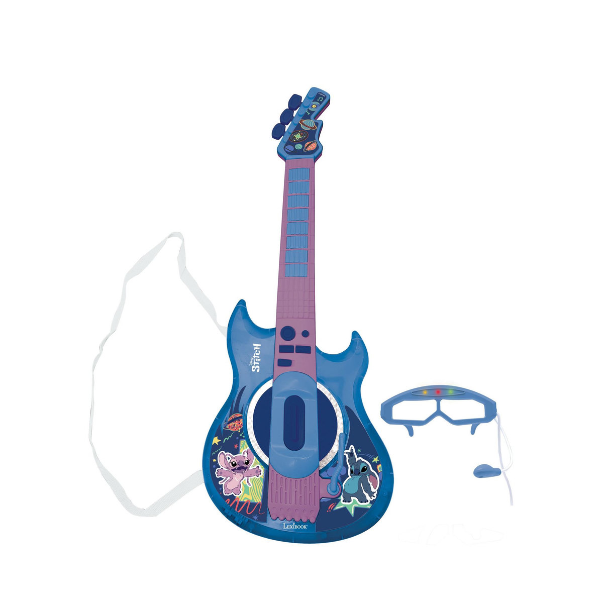 Lexibook Guitare Électronique Lumineuse avec lunettes et micro Stitch