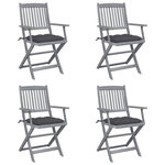 VIDAXL Chaises pliables d'exterieur lot de 4 et coussins Bois d'acacia