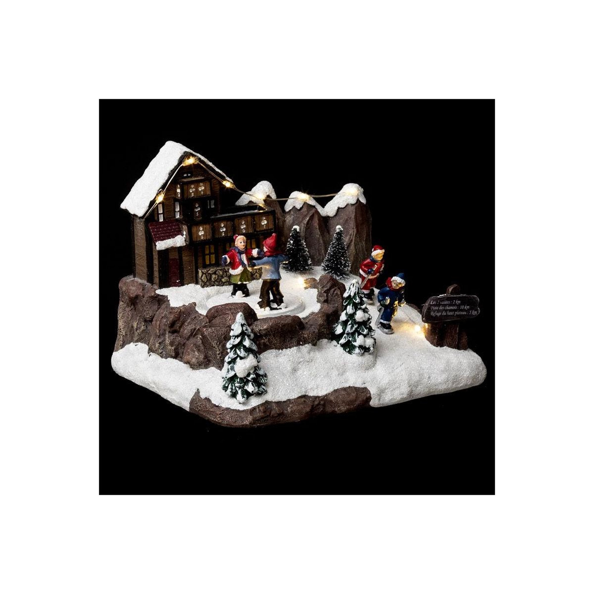 FEERIC LIGHT & CHRISTMAS Village de noël rando ski  montagne  19cm multicolore