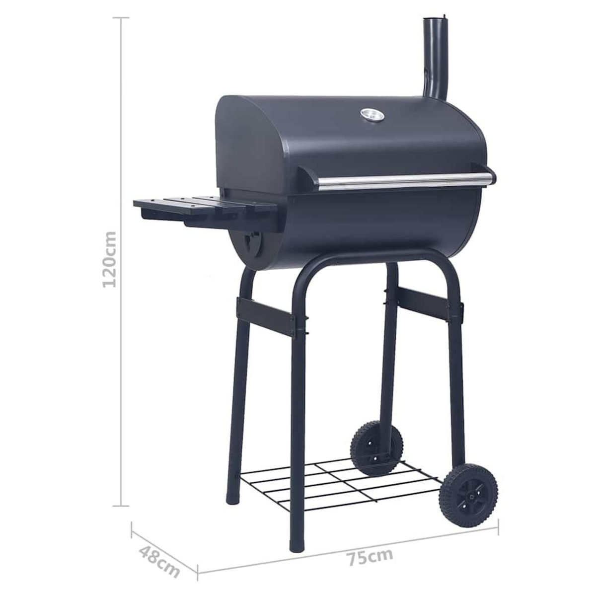 VIDAXL Gril barbecue au charbon avec etagere inferieure Noir
