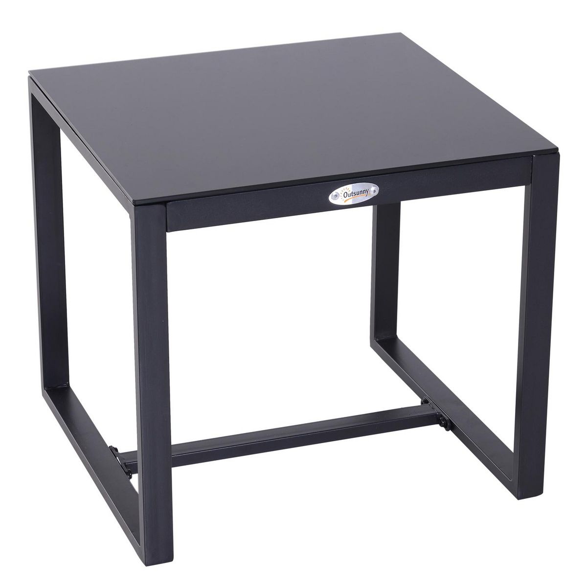 OUTSUNNY Salon de jardin 2 places - 3 pièces 2 chaises avec coussins + table basse - plateau verre trempé - résine tressée 4 fils imitation rotin noir