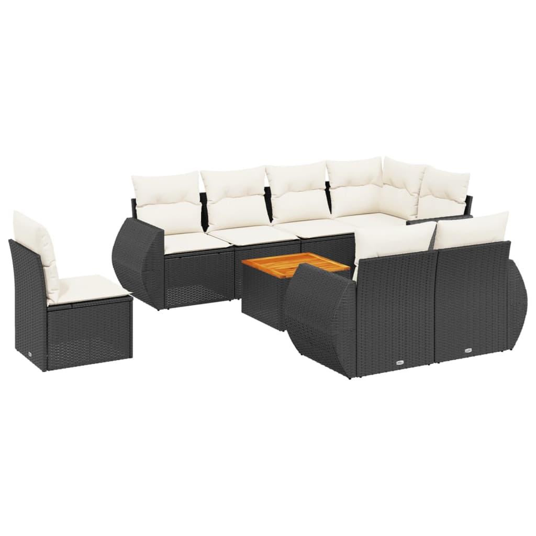 Voir la diapositive 2 : VIDAXL Salon de jardin 9 pcs avec coussins noir resine tressee