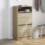 Voir la diapositive 3 : VIDAXL Armoire a chaussures chene sonoma 60x34x116cm Bois d'ingenierie