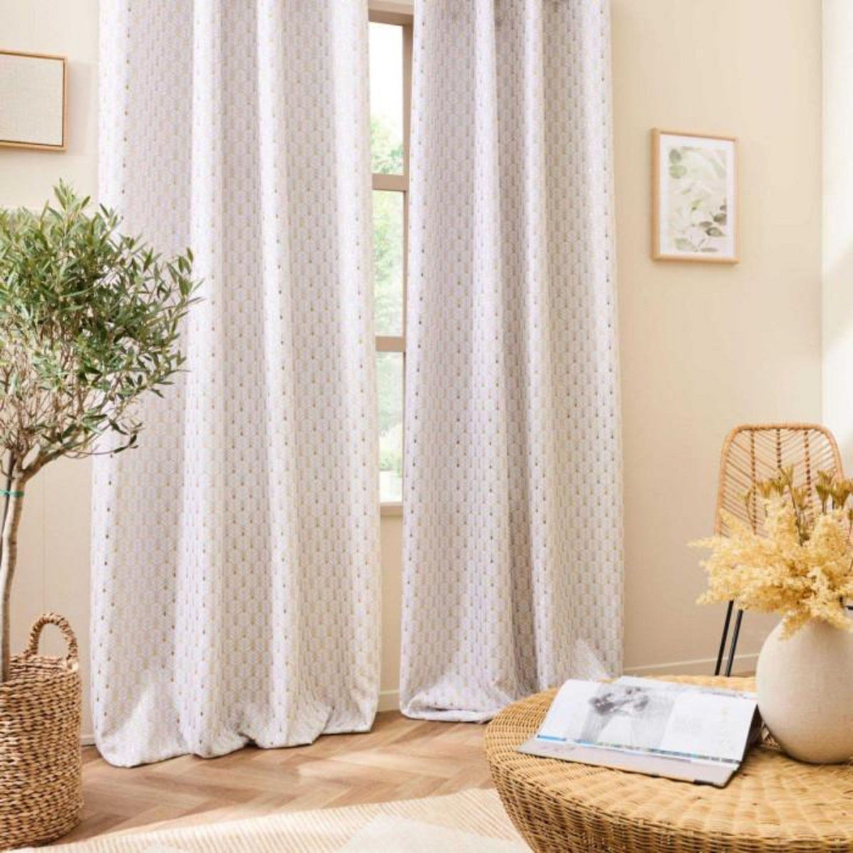 Paris Prix Rideau à Œillets Imprimé  Piana  140x280cm Naturel