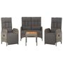 Voir la diapositive 3 : VIDAXL Ensemble a manger jardin 4pcs et coussins Gris Resine tressee
