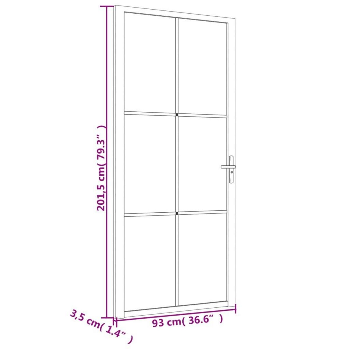 VIDAXL Porte interieure 93x201,5 cm Noir Verre mat et aluminium