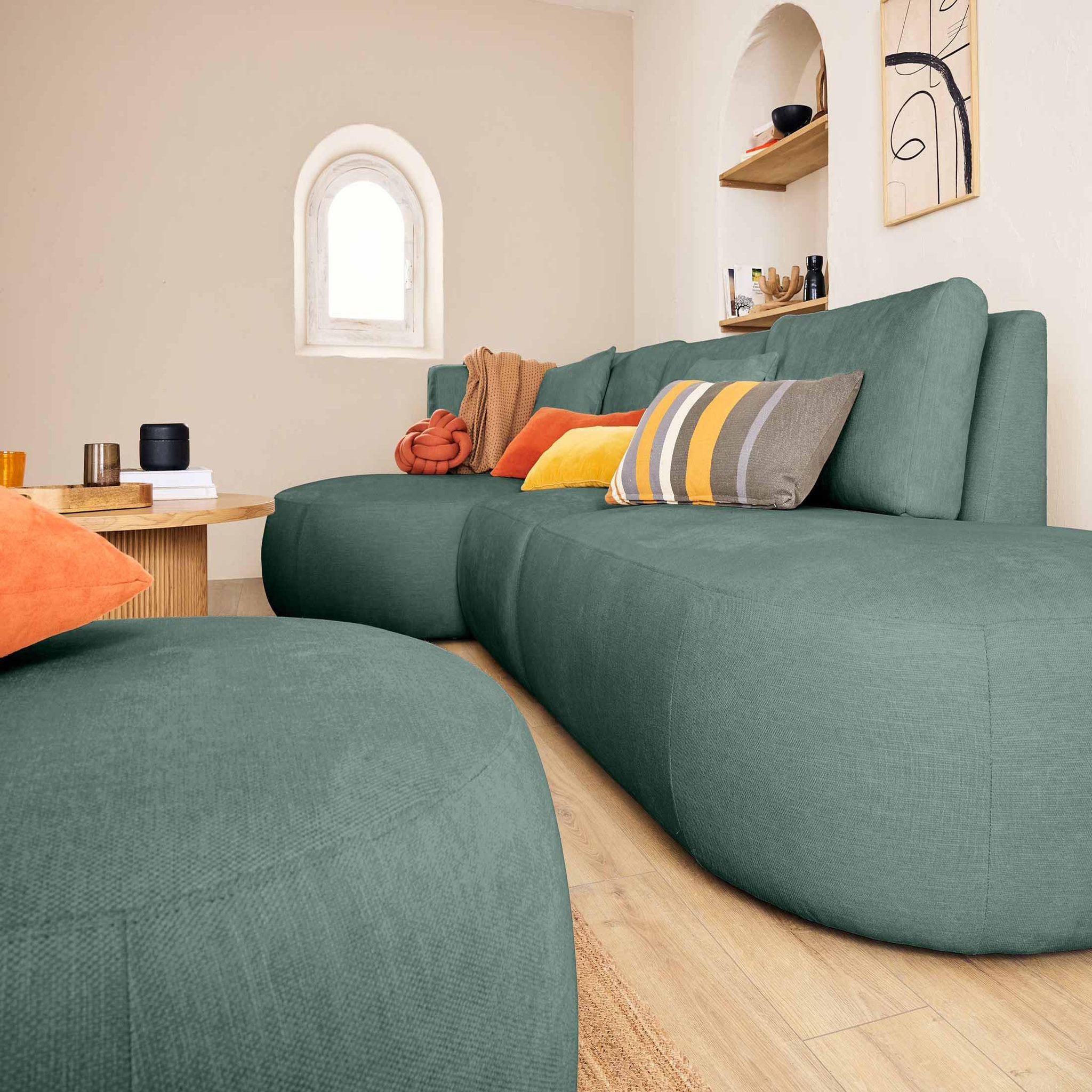 Voir la diapositive 3 : LISA DESIGN Santorini - module d'assise droit - en tissu texturé
