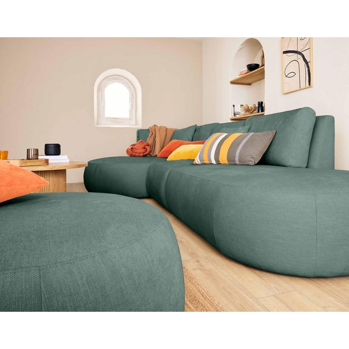 LISA DESIGN Santorini - module d'assise droit - en tissu texturé