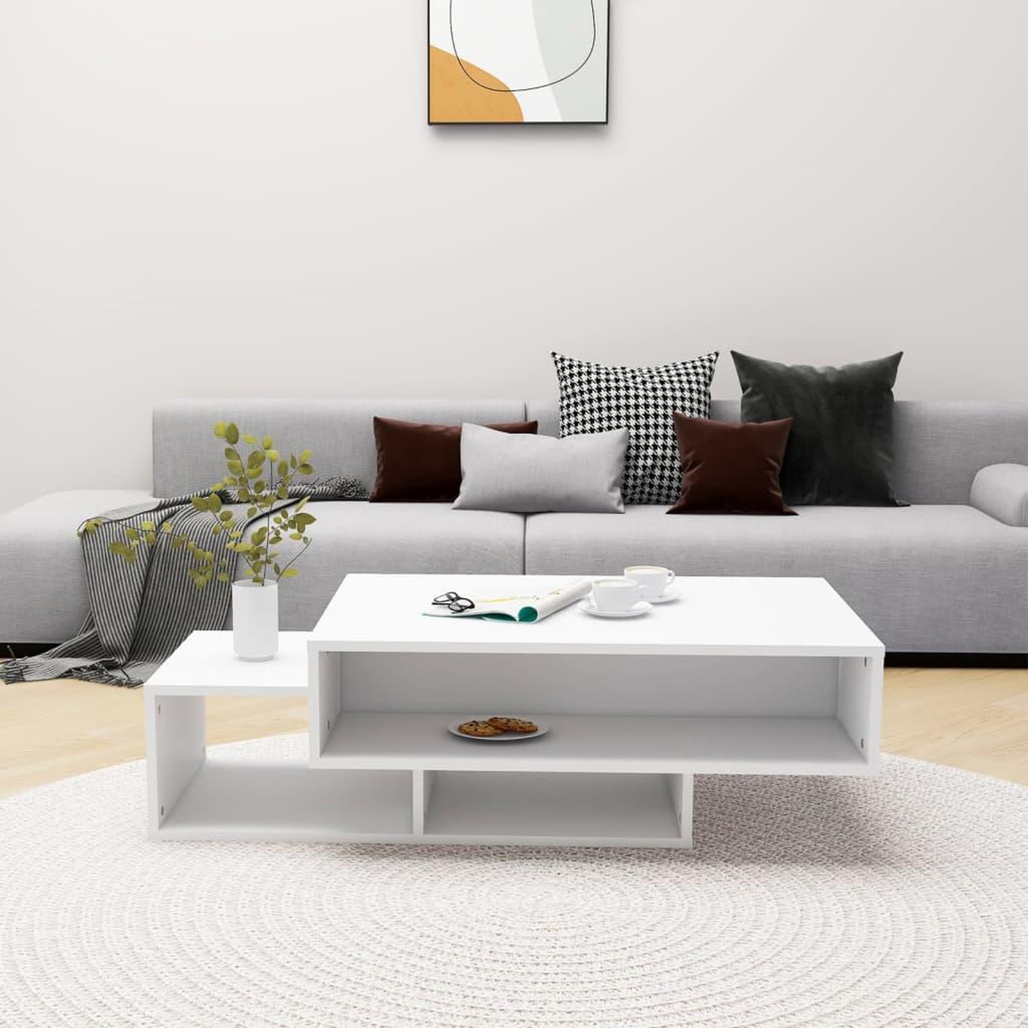 Voir la diapositive 3 : VIDAXL Table basse Blanc 105x55x32 cm Bois d'ingenierie