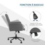 Voir la diapositive 5 : HOMCOM Fauteuil de bureau chaise de bureau hauteur réglable roulettes pivotant 360° tissu chanvre 69L x 66l x 89,5-97H cm gris chiné