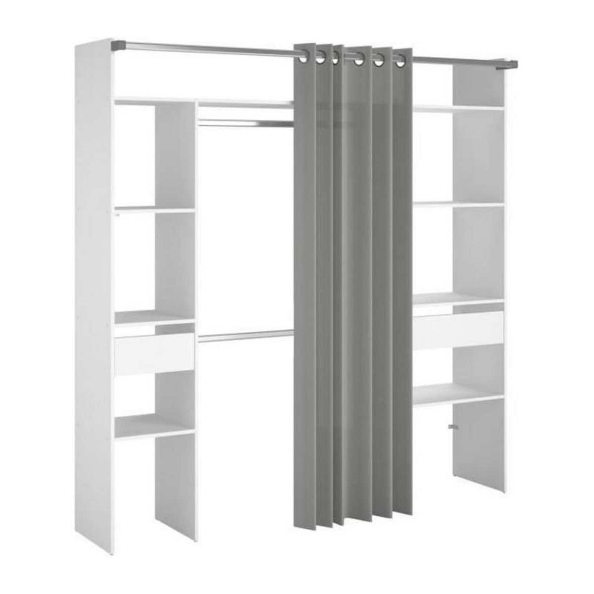 EKIPA EKIPA Dressing avec rideau - Blanc - L 198 x P 40 x H 203 cm - ARTIC