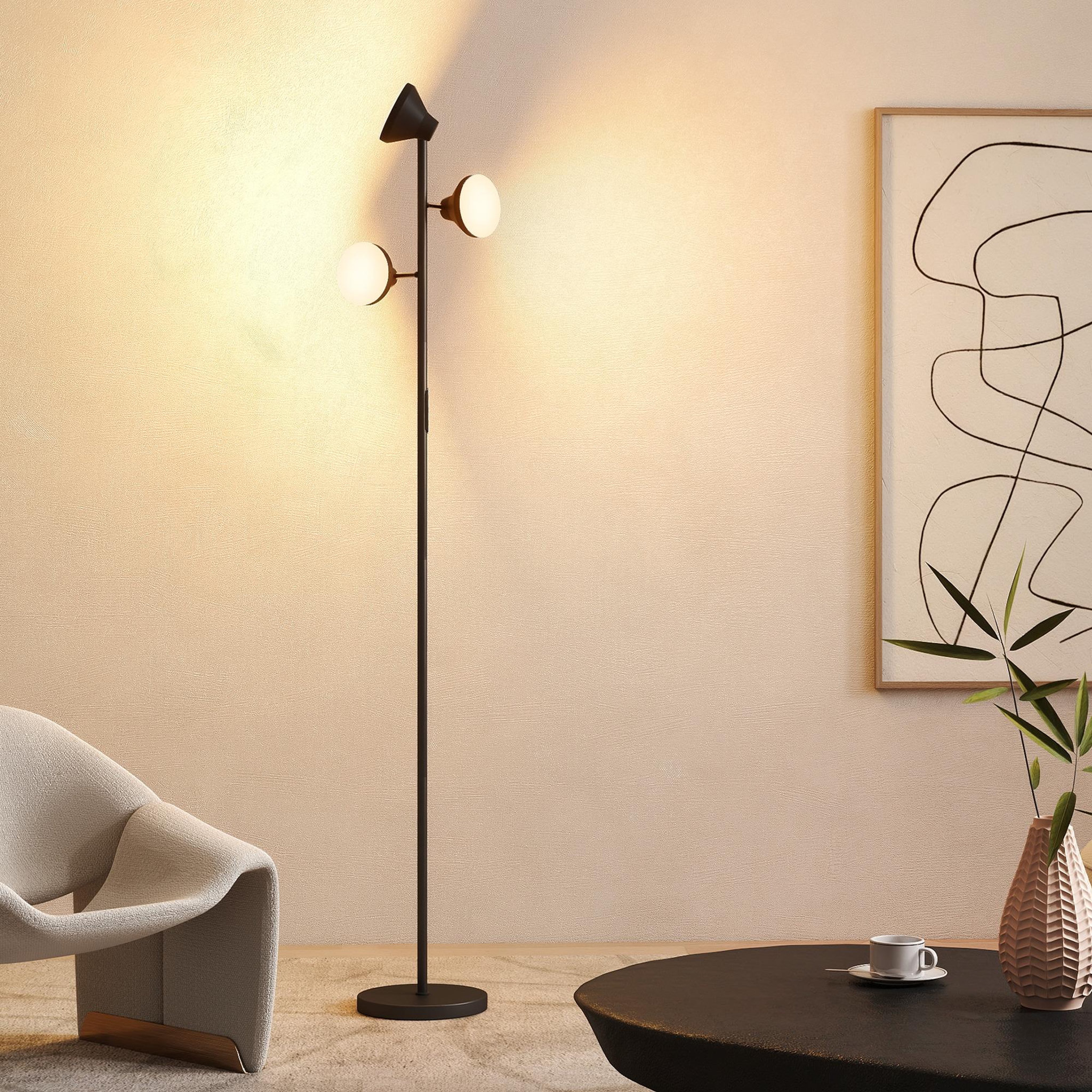 Voir la diapositive 6 : HOMCOM Lampadaire LED RGB 36W 3 têtes rotatives 2700K-6000K 4150 lm intensité variable télécommande