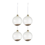 Paris Prix Lot de 4 Boules de Noël en Verre  Paillettes Or  24cm Transparent