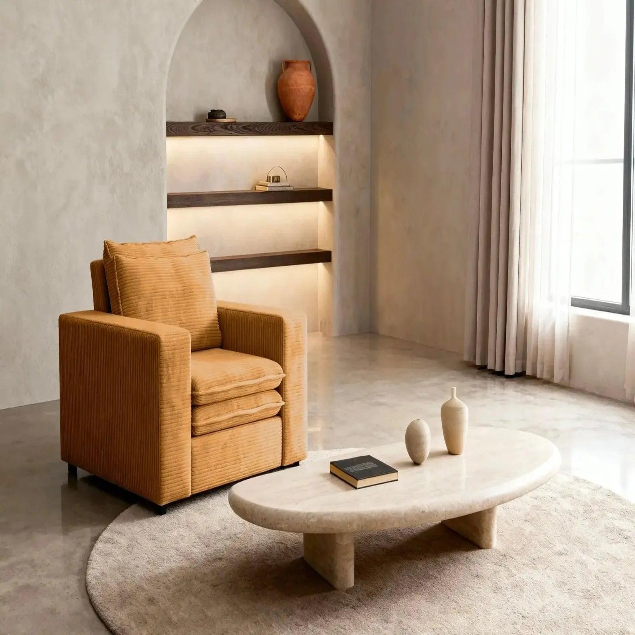Voir la diapositive 4 : CASANOVA PARIS Oscar - fauteuil en velours côtelé