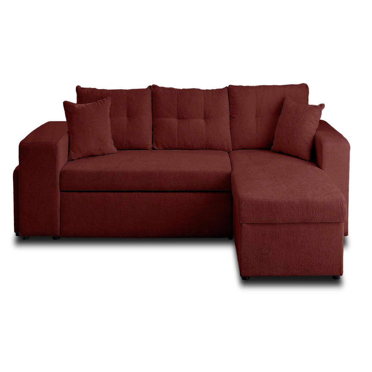 BEST MOBILIER California - canapé d'angle réversible 4 places - convertible avec coffre, étagère et poufs - en velours texturé