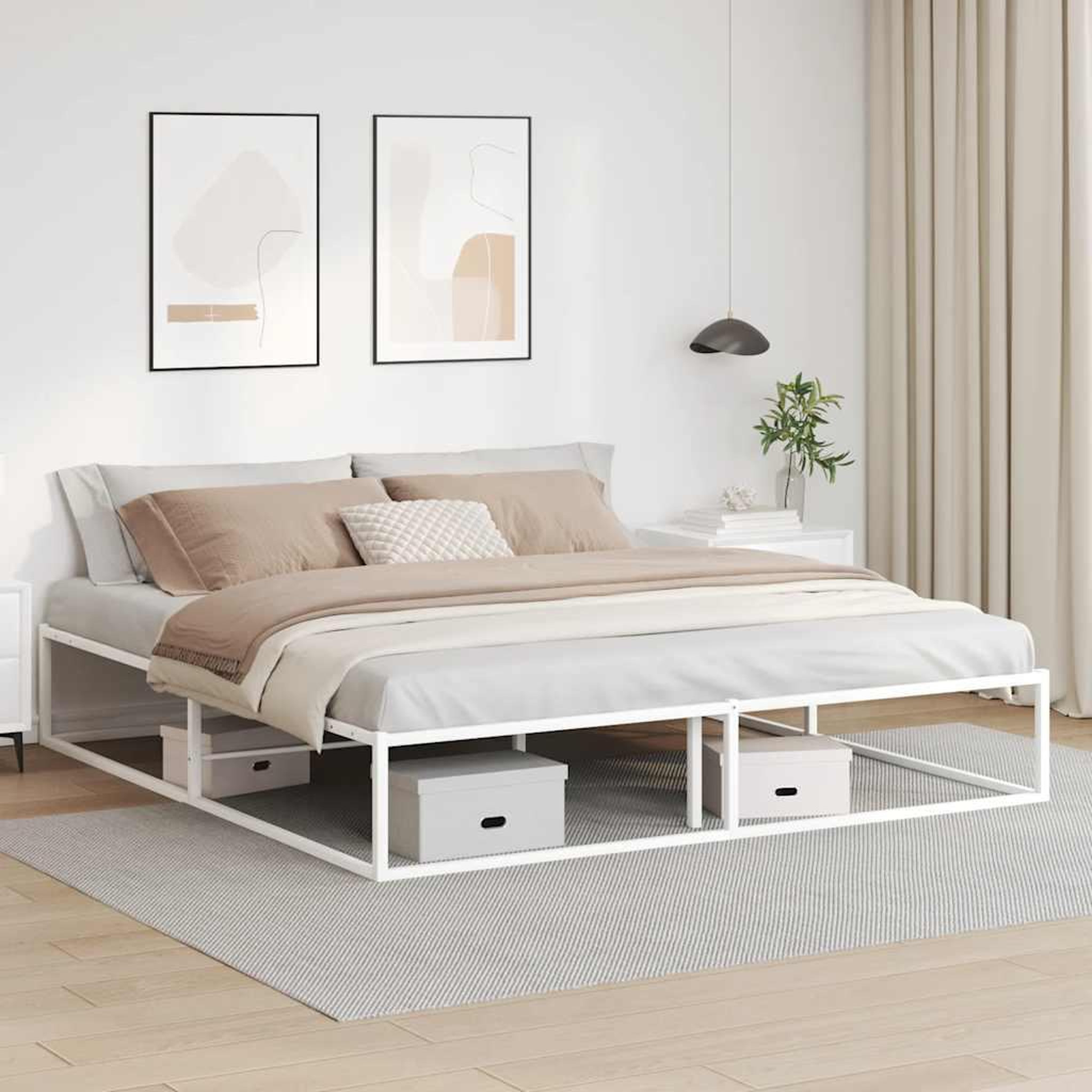 VIDAXL Cadre de lit sans matelas blanc 180x200 cm metal