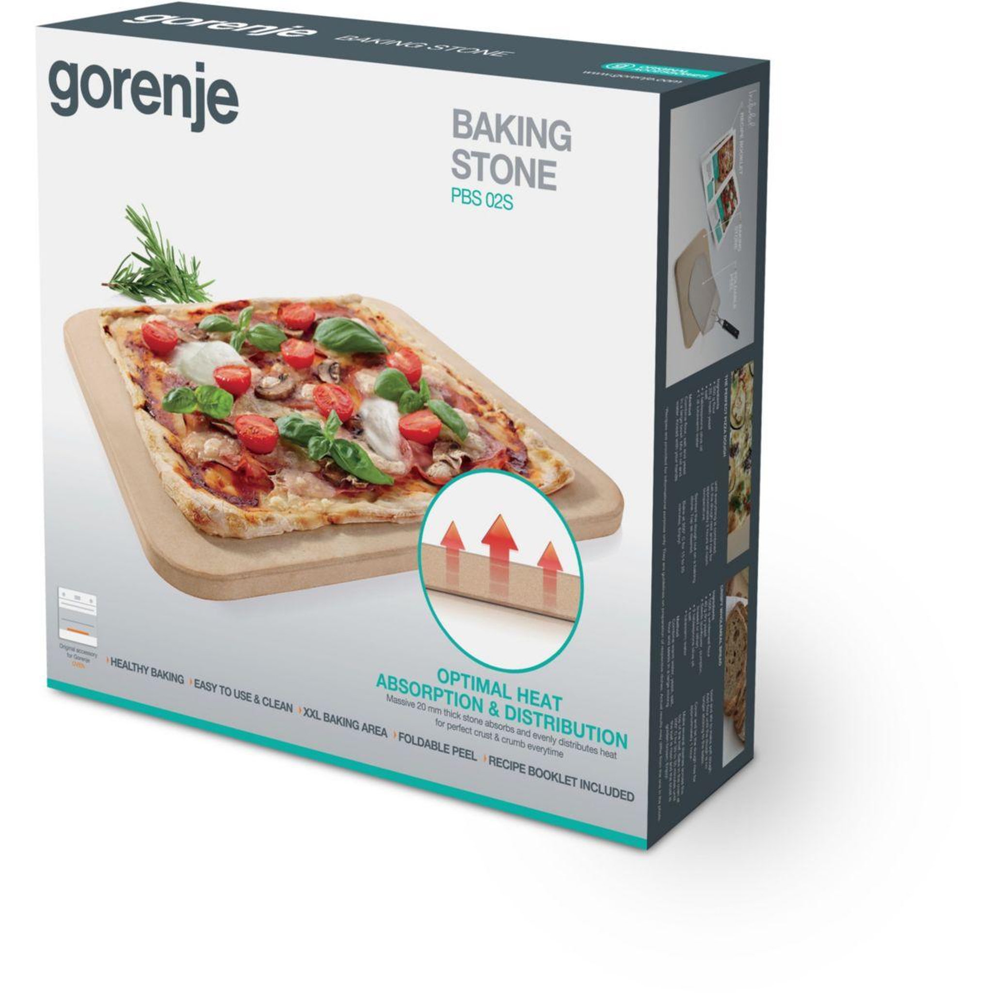 Voir la diapositive 2 : GORENJE Pierre à pizza pbs02s pierre, pelle et livre recettes