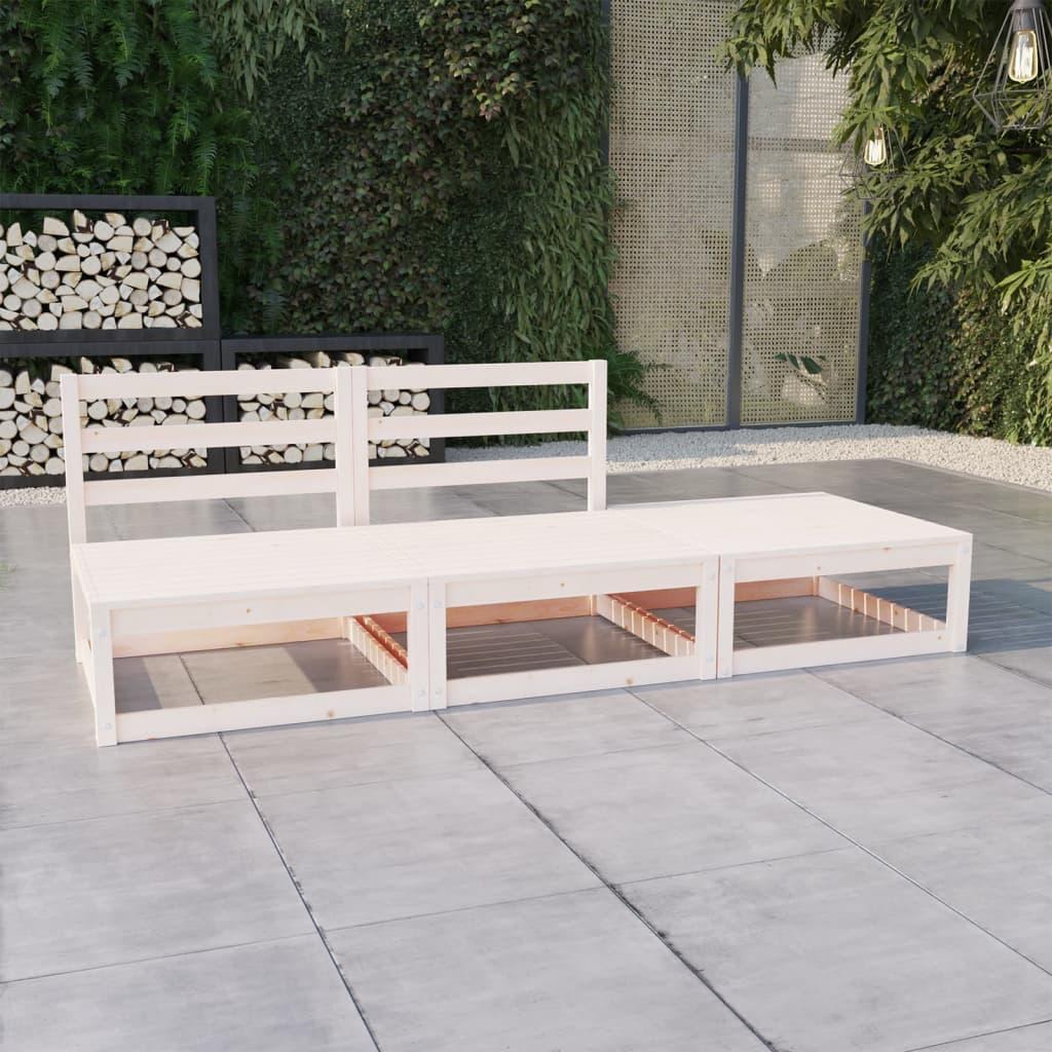 Voir la diapositive 1 : VIDAXL Salon de jardin 3 pcs Blanc Bois de pin massif