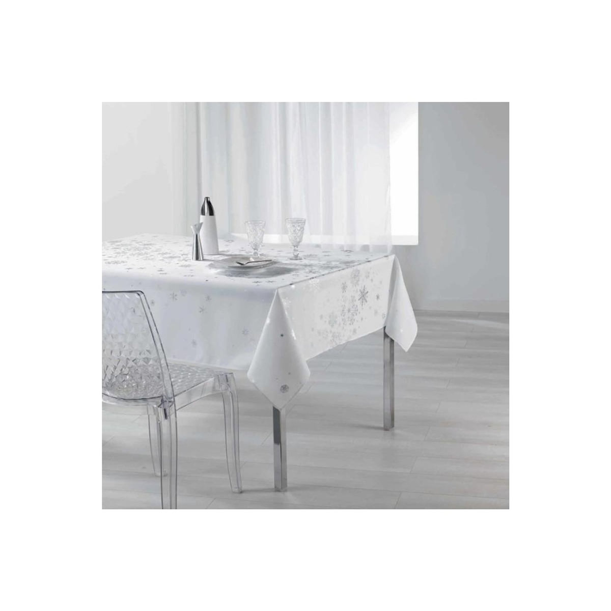 Paris Prix Nappe Ronde Imprimée  Constellation  150x300cm Blanc
