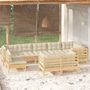 Voir la diapositive 1 : VIDAXL Salon de jardin 9 pcs avec coussins creme bois de pin massif