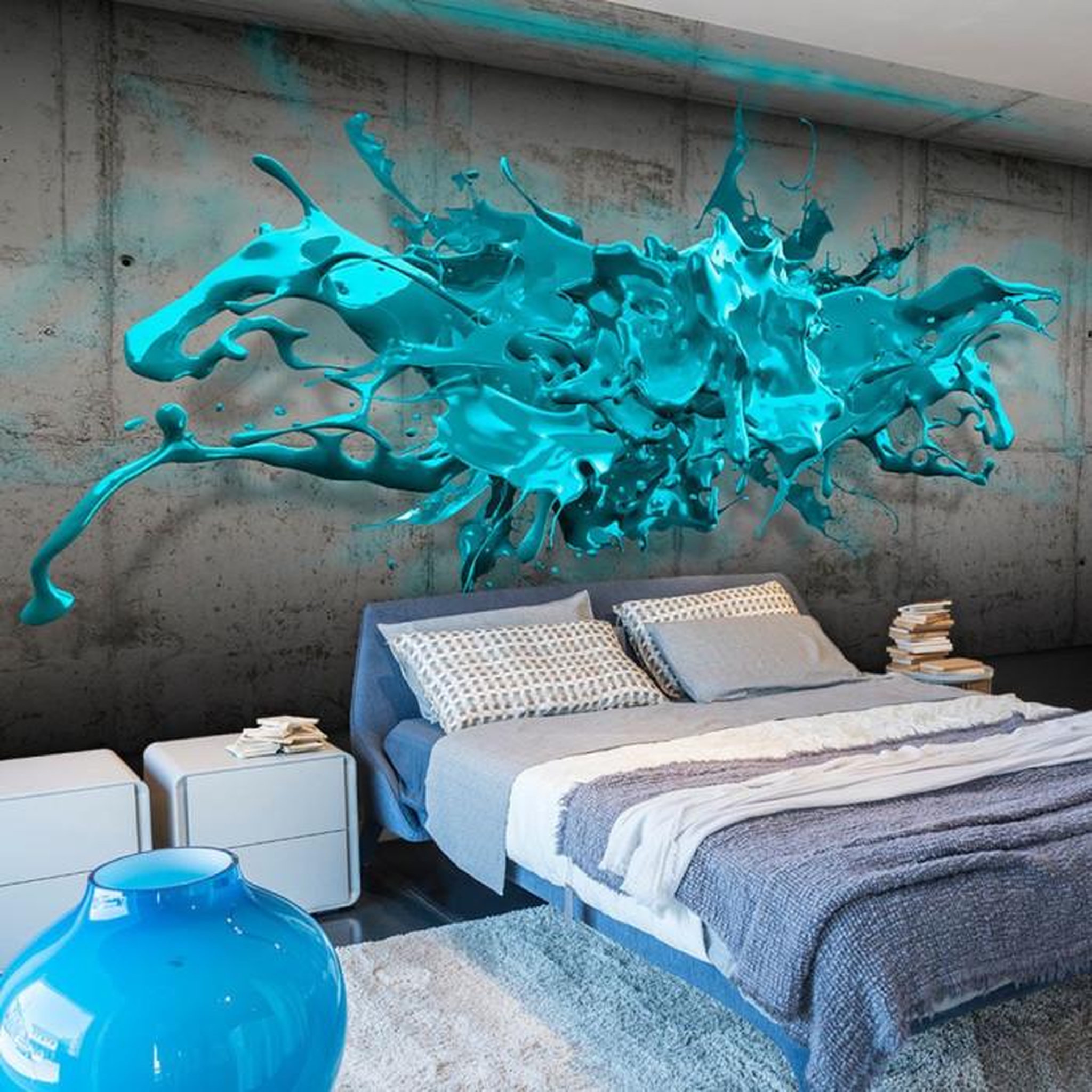 Paris Prix Papier Peint  Blue Ink Blot. Coloris disponibles : Multicolore