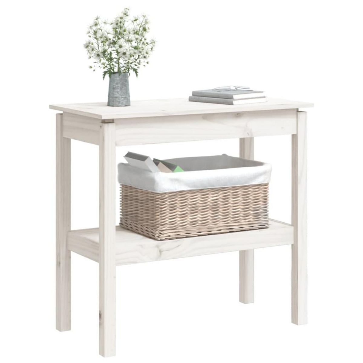VIDAXL Table console Blanc 80x40x75 cm Bois de pin solide