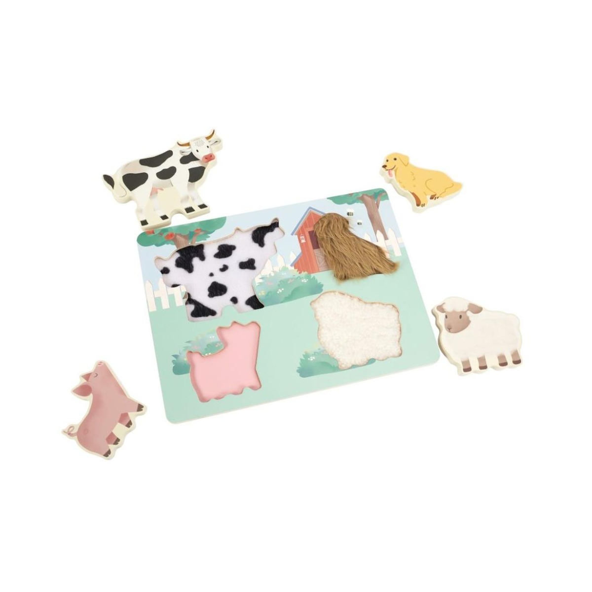 ELINELI Puzzle tactile en bois- La ferme
