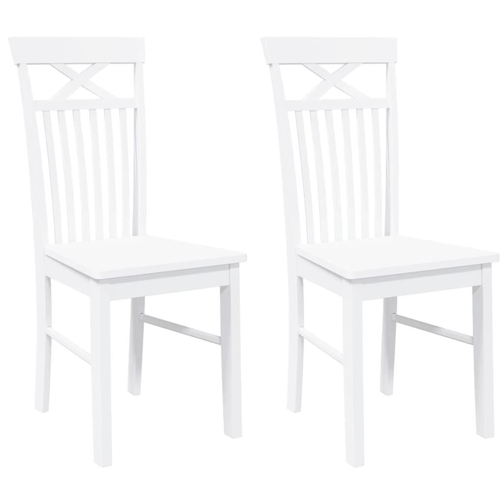 Voir la diapositive 2 : VIDAXL Chaises a manger 2 pcs blanc bois massif caoutchouc